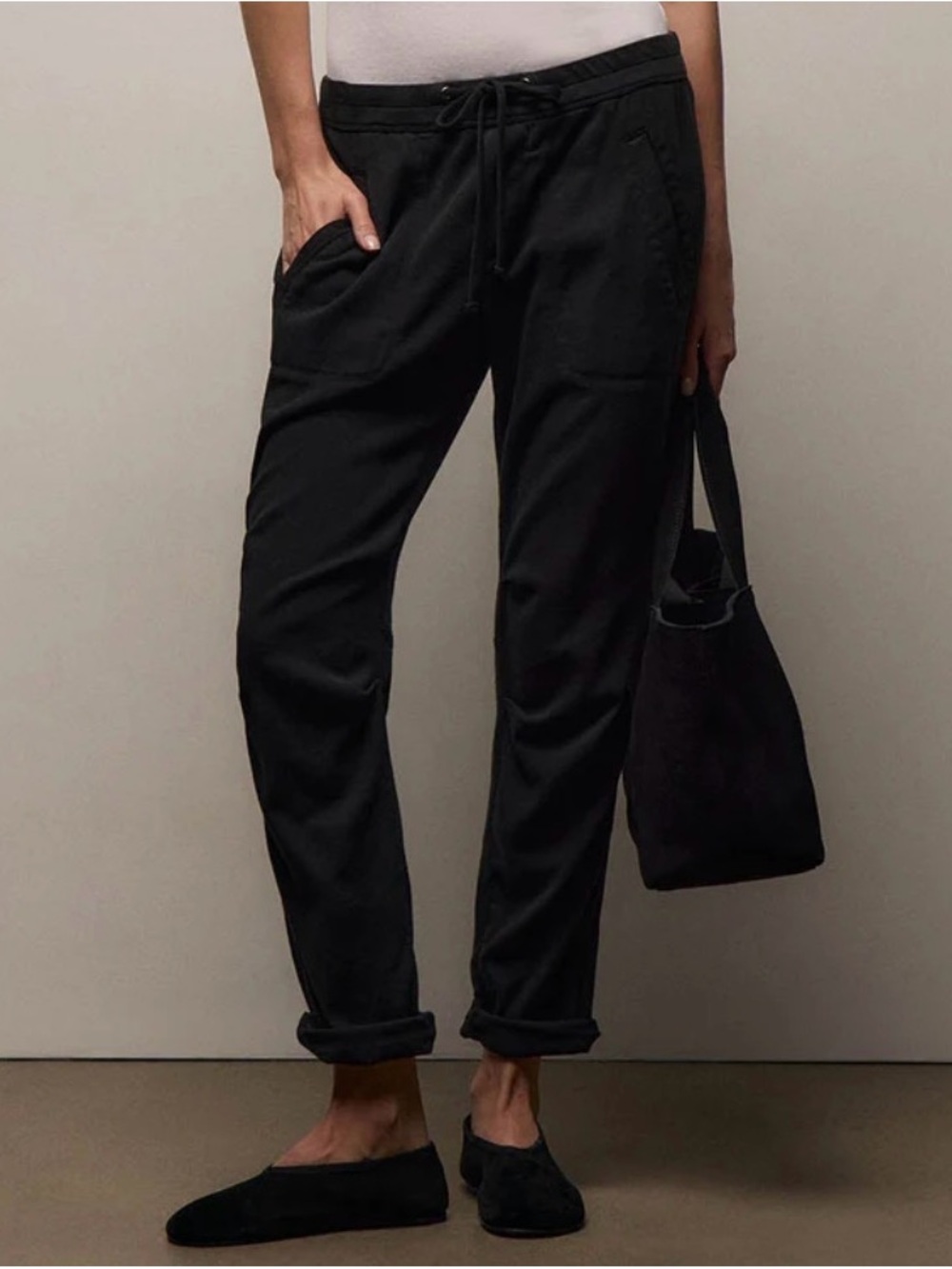 James Perse Black Drawstring Jogger Pants